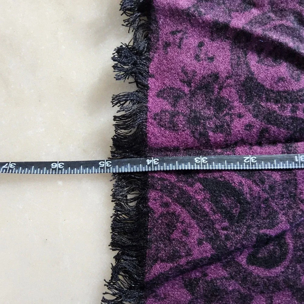 Purple Paisley Scarf‎ with Fringe Women's Fashion Accessory
